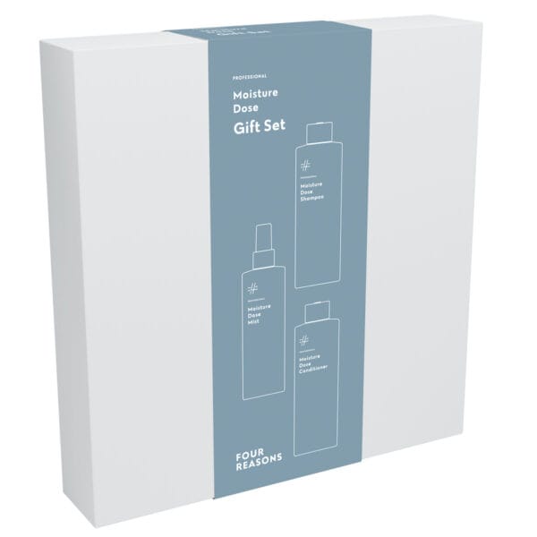 Four Reasons Professional Moisture Dose Gift Set Lahjapakkaus erityisesti kuivien, karheiden ja elottomien hiusten tehokkaaseen hoitoon